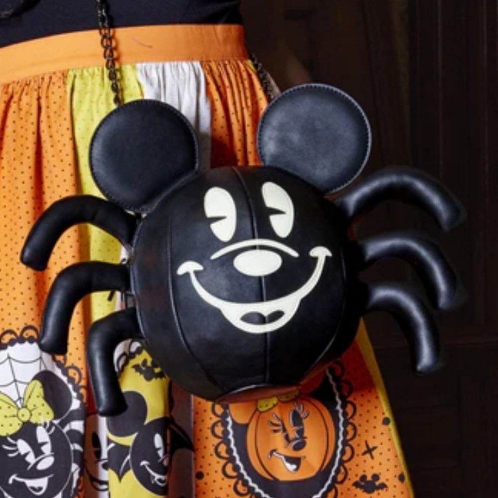 Loungefly Stitch Shoppe Mickey Mouse Glow Spider Crossbody Bag With Pin NWT